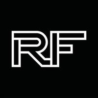 monograma del logotipo rf con espacio negativo de estilo de línea vector