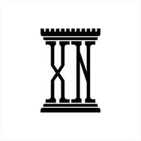 monograma del logotipo xn con plantilla de diseño de forma de pilar vector
