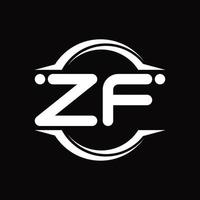 monograma del logotipo zf con plantilla de diseño de forma de corte redondeado circular vector