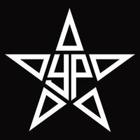 YP Logo monogram with star shape design template vector