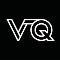 monograma del logotipo vq con espacio negativo de estilo de línea vector