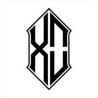 XO Logo monogram with shieldshape and outline design template vector icon abstract