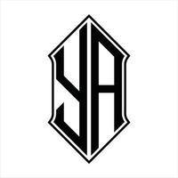 YA Logo monogram with shieldshape and outline design template vector icon abstract