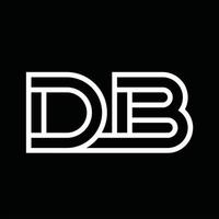 monograma del logotipo de db con espacio negativo de estilo de línea vector