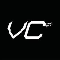 plantilla de diseño de tecnología de velocidad abstracta de monograma de logotipo vc vector