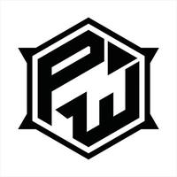 PW Logo monogram design template vector