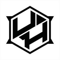 plantilla de diseño de monograma de logotipo uh vector