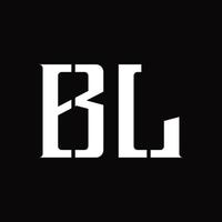 monograma de logotipo bl con plantilla de diseño de corte medio vector