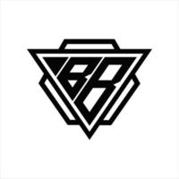 BB Logo monogram with triangle and hexagon template vector