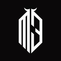 ME Logo monogram with horn shape isolated black and white design template vector