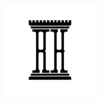 RH Logo monogram with pillar shape design template vector