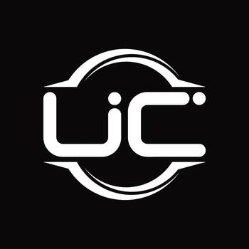 UC Logo monogram with circle rounded slice shape design template vector