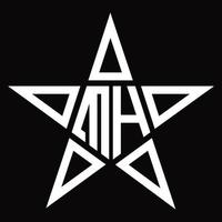 monograma del logotipo mh con plantilla de diseño en forma de estrella vector