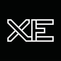 monograma del logotipo xe con espacio negativo de estilo de línea vector