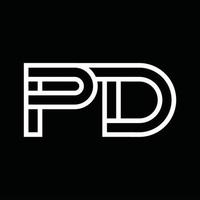 PD Logo monogram with line style negative space vector