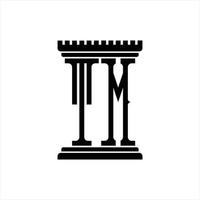 TM Logo monogram with pillar shape design template vector