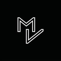 monograma de logotipo mv con plantilla de diseño de estilo de línea vector