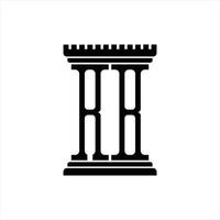 RB Logo monogram with pillar shape design template vector