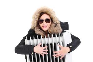 Woman with heater photo