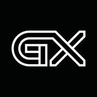 monograma del logotipo gx con espacio negativo de estilo de línea vector