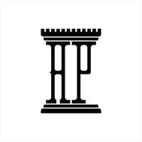 AP Logo monogram with pillar shape design template vector