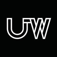 monograma del logotipo uw con espacio negativo de estilo de línea vector