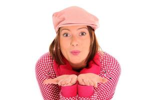 Woman with pink hat photo