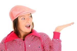 Woman with pink hat photo