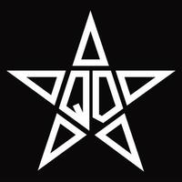 QD Logo monogram with star shape design template vector
