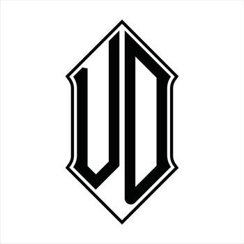 Logo monogram with shieldshape and outline design template vector icon abstract