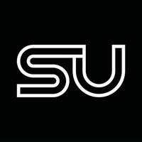 SU Logo monogram with line style negative space vector