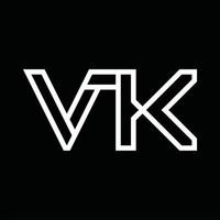 monograma del logotipo vk con espacio negativo de estilo de línea vector