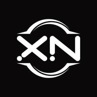 monograma del logotipo xn con plantilla de diseño de forma de corte redondeado circular vector