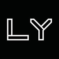 monograma del logotipo de ly con espacio negativo de estilo de línea vector