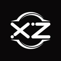 XZ Logo monogram with circle rounded slice shape design template vector