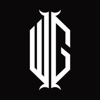 monograma de logotipo wg con plantilla de diseño de forma de cuerno vector