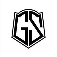 GZ Logo monogram with shield shape outline design template vector