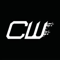 CW Logo monogram abstract speed technology design template vector