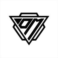 monograma del logotipo dm con plantilla de triángulo y hexágono vector