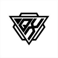 QX Logo monogram with triangle and hexagon template vector