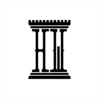 HW Logo monogram with pillar shape design template vector