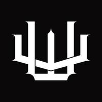 monograma del logotipo vw con plantilla de diseño de estilo vinculado superpuesto vintage vector