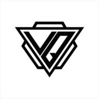 VQ Logo monogram with triangle and hexagon template vector