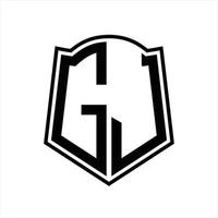 Logo monogram with shield shape outline design template vector