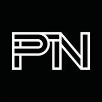 PN Logo monogram with line style negative space vector