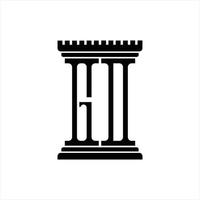 GD Logo monogram with pillar shape design template vector