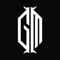 monograma de logotipo gm con plantilla de diseño de forma de cuerno vector