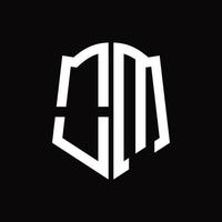 OM Logo monogram with shield shape ribbon design template vector