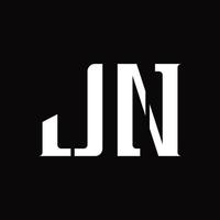 monograma del logotipo jn con plantilla de diseño de corte medio vector