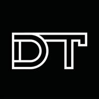 monograma del logotipo dt con espacio negativo de estilo de línea vector